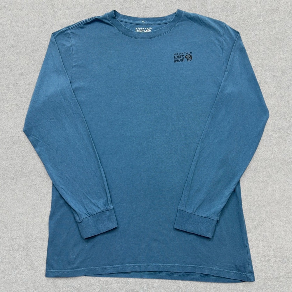 Mountain Hardwear Graphic Tee Mens Large Blue Long Sleeve Organic Cotton Logo